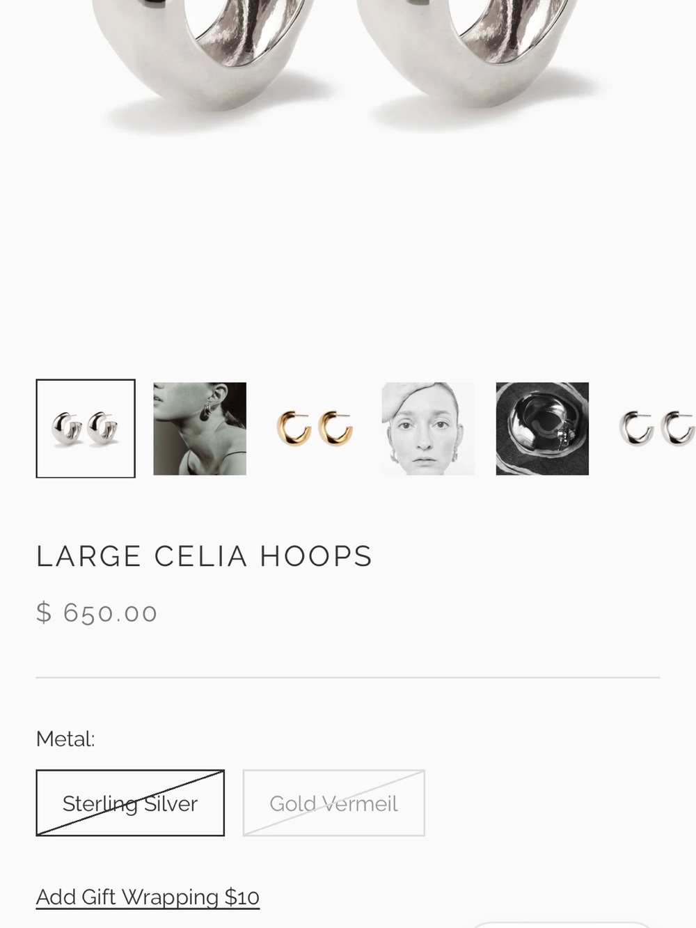 Agmes Sterling Silver Large Celia Hoop Earrings SOLD OUT - Picture 3 of 4